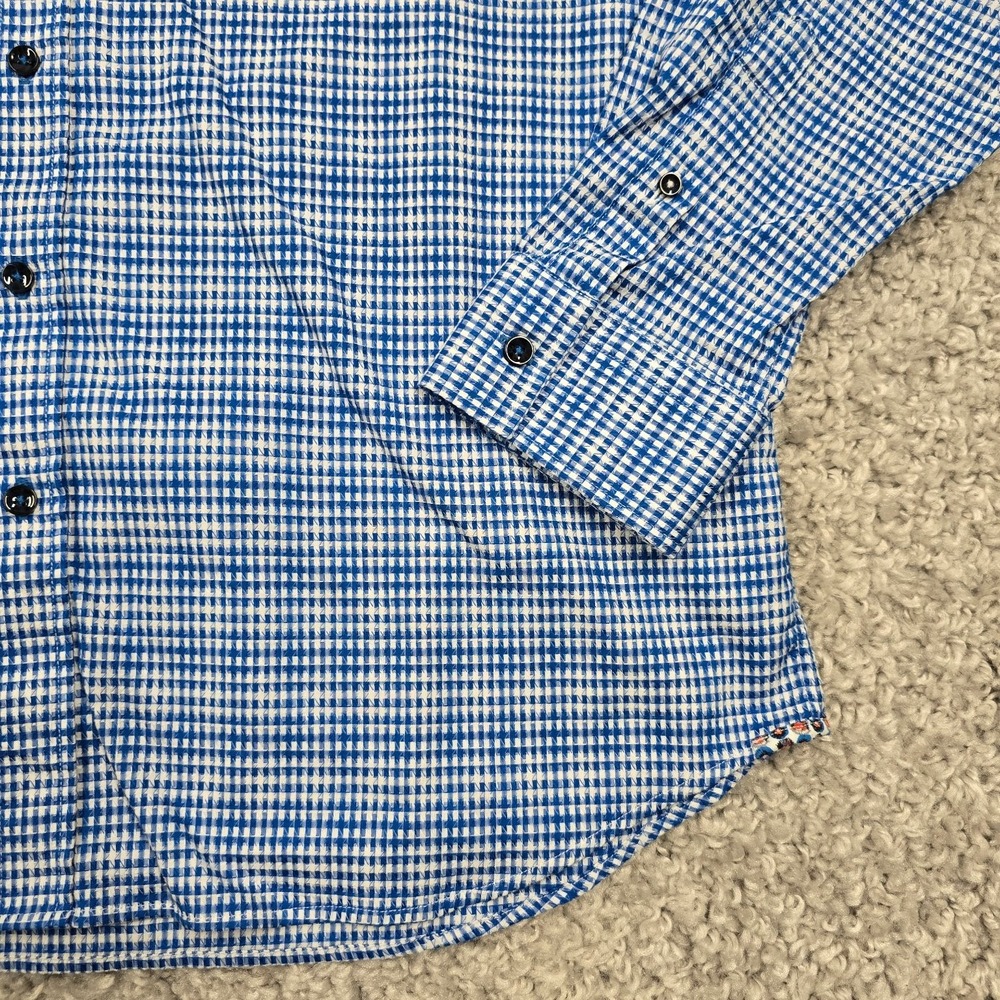 Robert Graham Men's Blue Check Button Up Shirt 2XL Tailored Fit Office Party - Picture 4 of 10